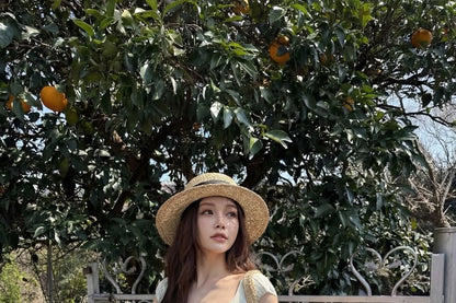 Ribbed Square-Neck Lace-Up Crop Knit with Cap Sleeves