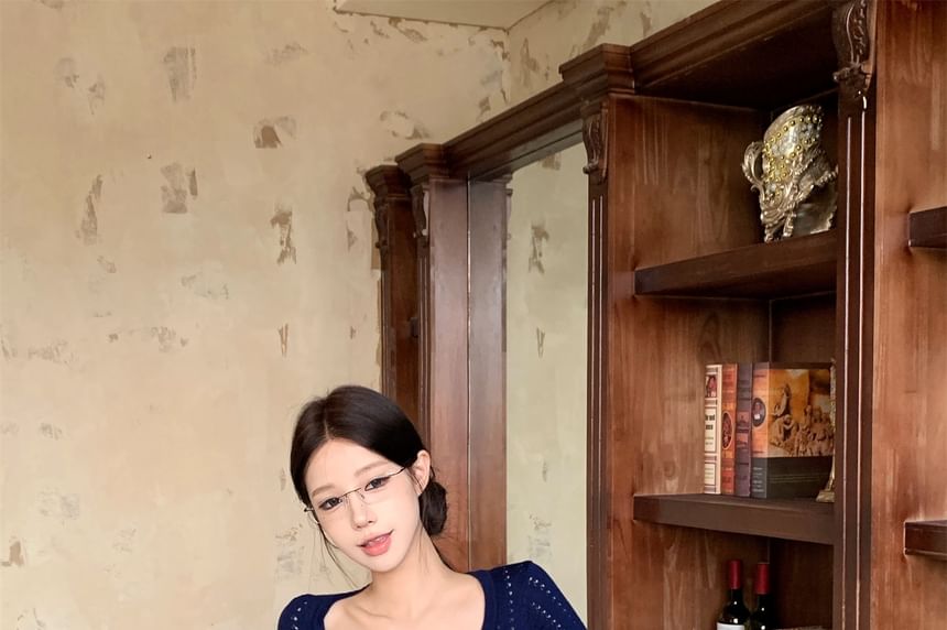 Cozy Knit Scoop-Neck Tee with Long Sleeves