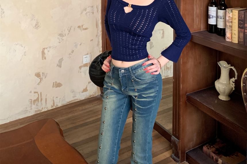 Cozy Knit Scoop-Neck Tee with Long Sleeves