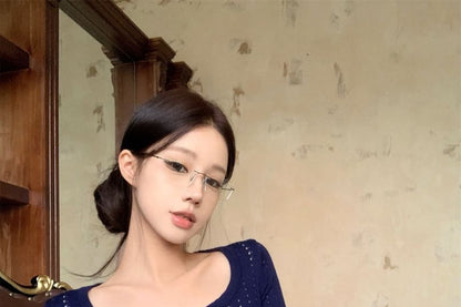 Cozy Knit Scoop-Neck Tee with Long Sleeves