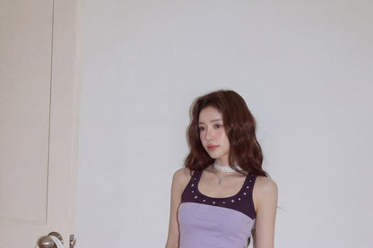 Studded Crop Tank and Tube Top Duo Set