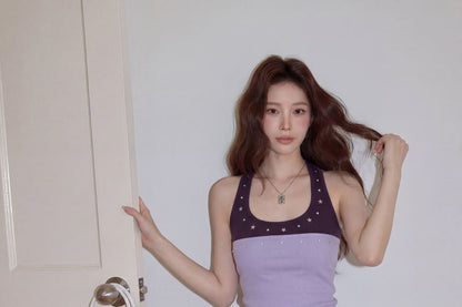 Studded Crop Tank and Tube Top Duo Set