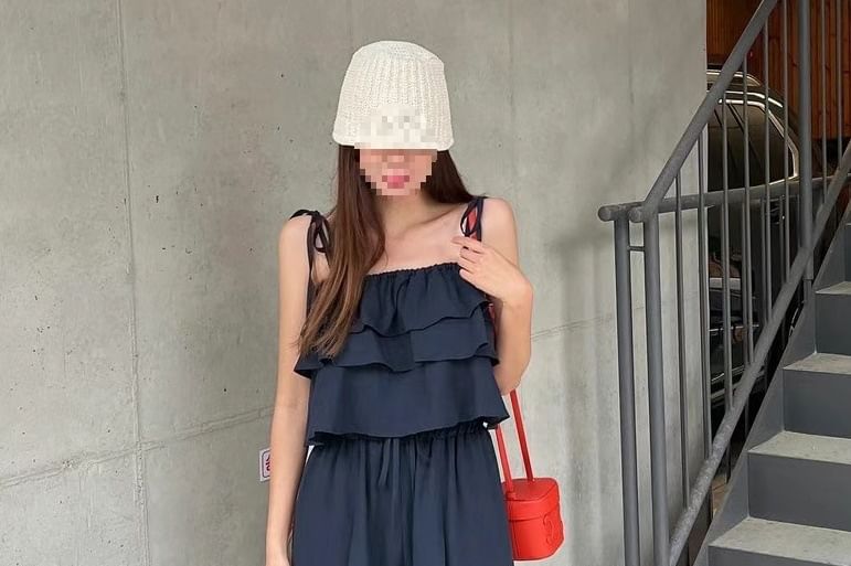 Flowy Ruffle Crop Camisole and Wide-Leg Trousers Co-ord