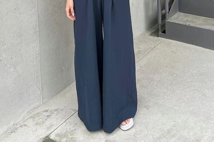 Flowy Ruffle Crop Camisole and Wide-Leg Trousers Co-ord