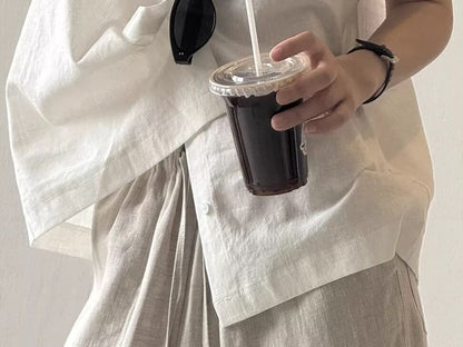 Cap Sleeve Solid Casual Shirt