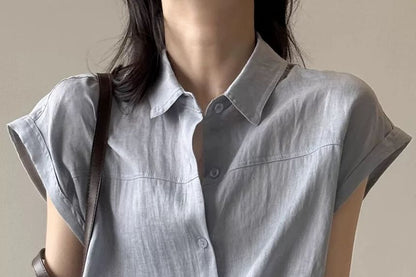 Cap Sleeve Solid Casual Shirt