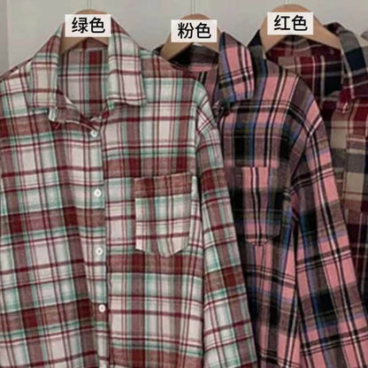 Long Sleeve Plaid Pocket Front Oxford Shirt