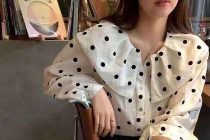 Puff Sleeve Polka Dot Shirt