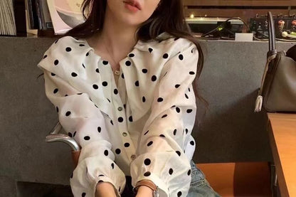 Puff Sleeve Polka Dot Shirt
