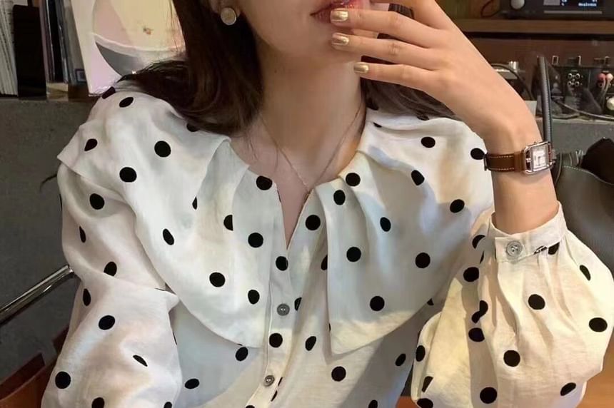 Puff Sleeve Polka Dot Shirt