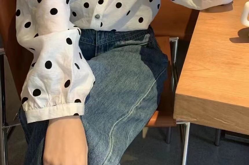 Puff Sleeve Polka Dot Shirt