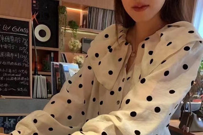 Puff Sleeve Polka Dot Shirt