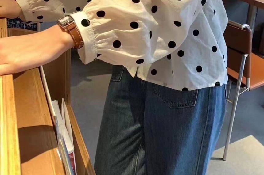 Puff Sleeve Polka Dot Shirt