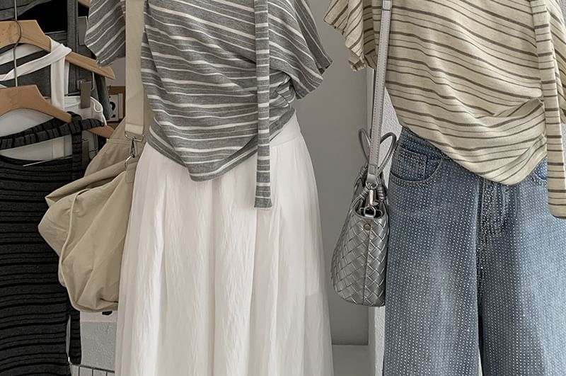 Slim-Fit Off-Shoulder Short-Sleeve Tee