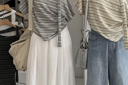 Slim-Fit Off-Shoulder Short-Sleeve Tee