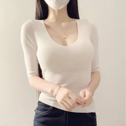 Classic V-Neck Short-Sleeve Knit Tee