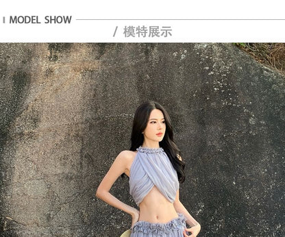 Sleeveless Crop Top and Maxi Skirt Set