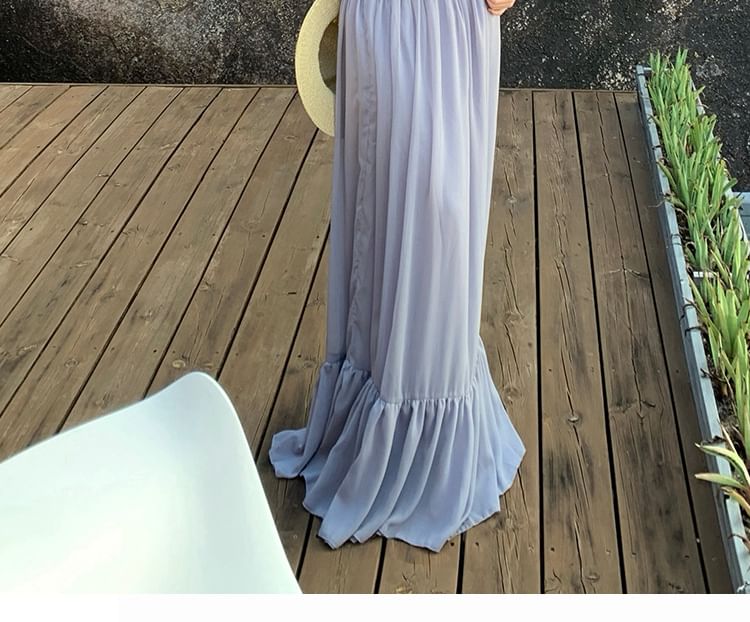 Sleeveless Crop Top and Maxi Skirt Set