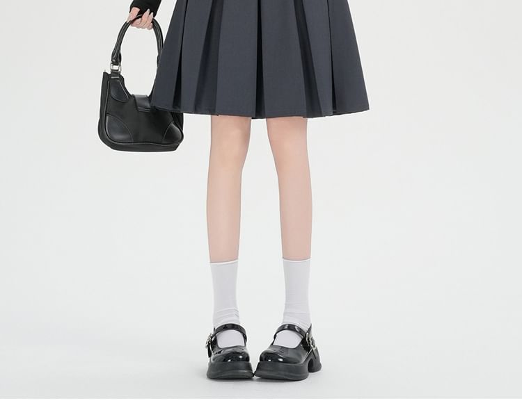 High Waist Plain A-Line Pleated Skirt