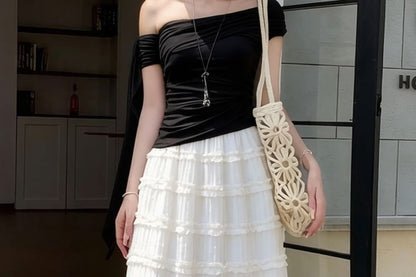 High Waist Sheer Maxi A-Line Skirt