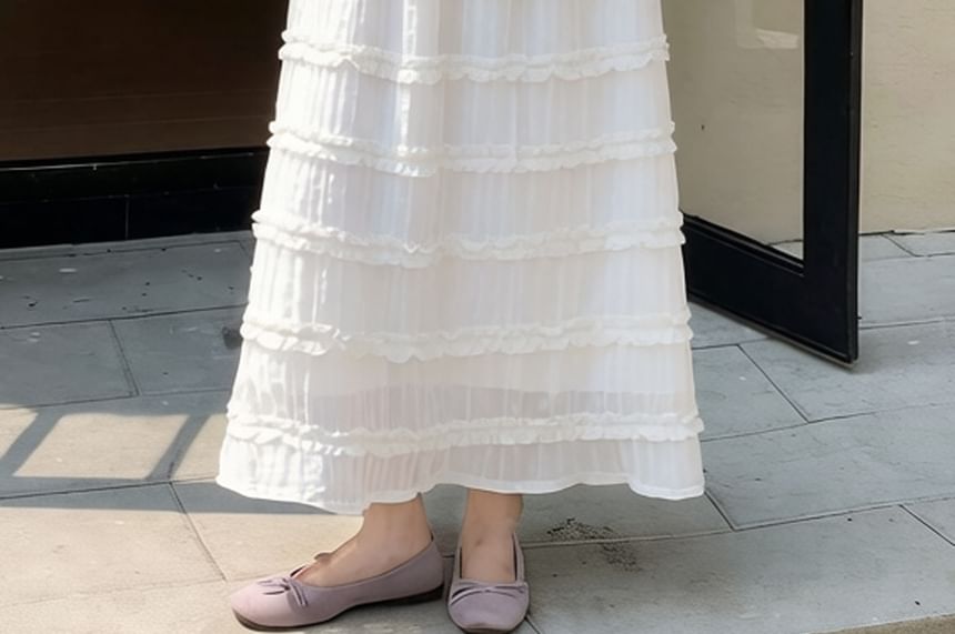 High Waist Sheer Maxi A-Line Skirt