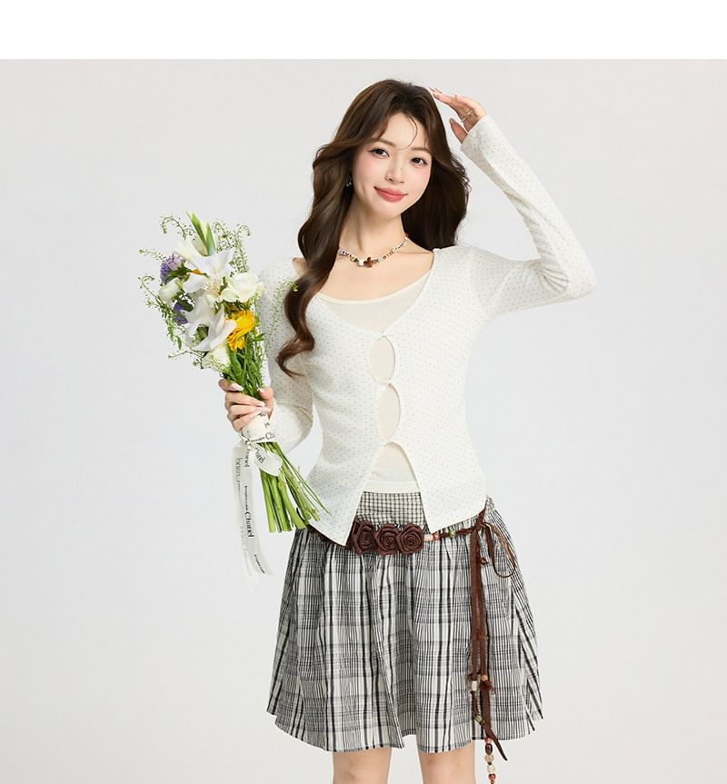 Two-Tone Cutout Long-Sleeve Mock Layer Tee