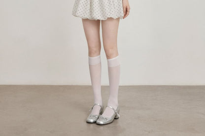 Elastic Waist Dotted Bubble Mini A-Line Skirt