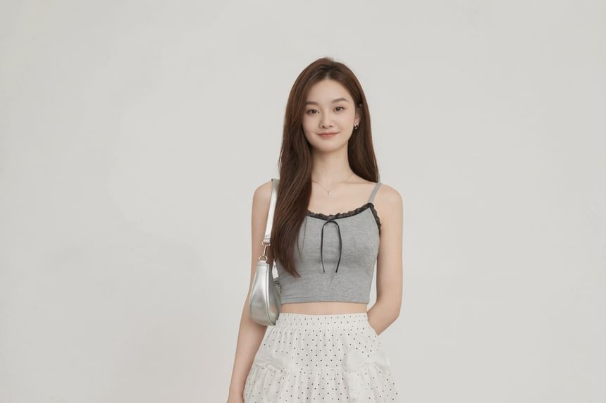 Elastic Waist Dotted Bubble Mini A-Line Skirt