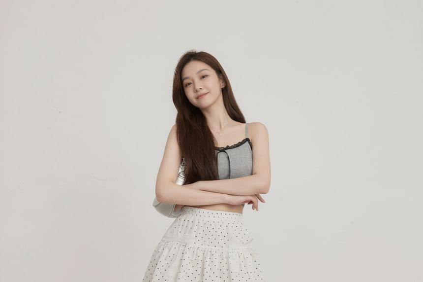 Elastic Waist Dotted Bubble Mini A-Line Skirt