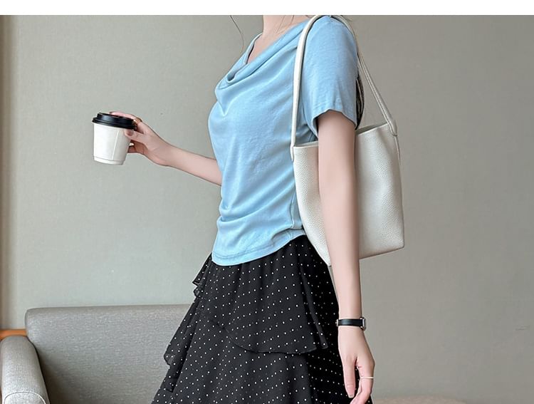 Mid Rise Dotted Maxi Tiered A-Line Skirt