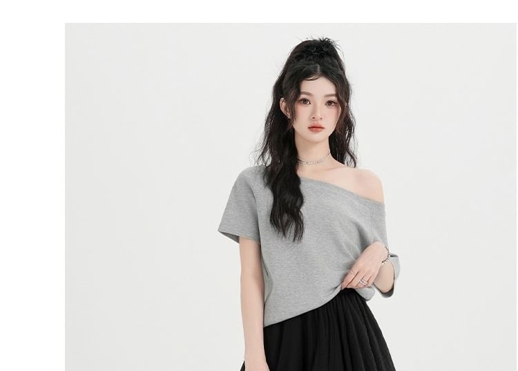 Mid Rise Plain Lace Trim Asymmetrical A-Line Skirt
