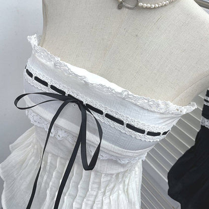 Flowy Lace-Trimmed Strapless Tube Top