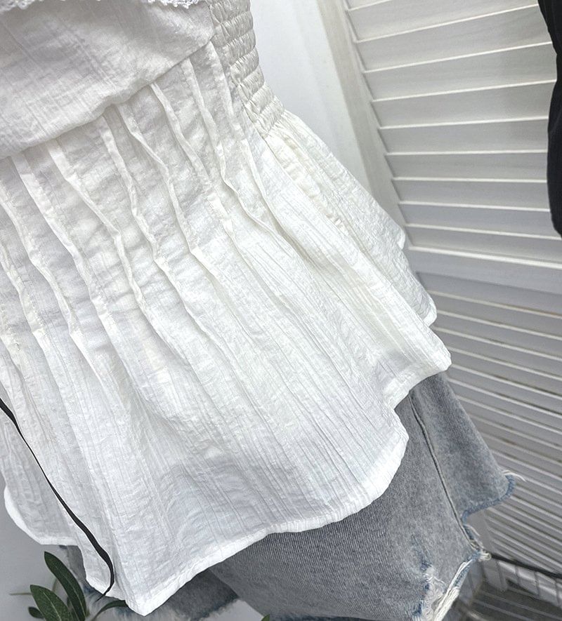 Flowy Lace-Trimmed Strapless Tube Top