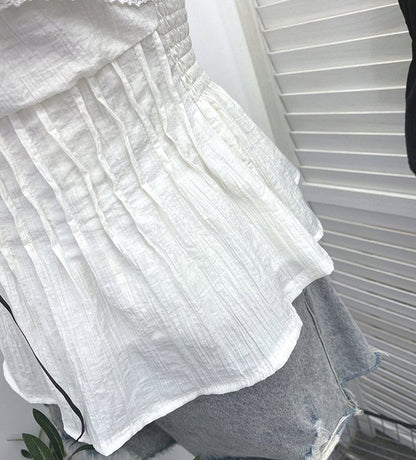 Flowy Lace-Trimmed Strapless Tube Top