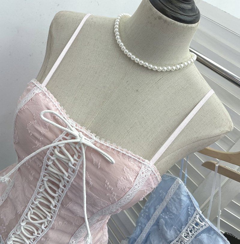 Lace-Trimmed Spaghetti Strap Camisole Top