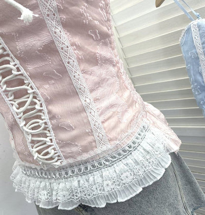 Lace-Trimmed Spaghetti Strap Camisole Top