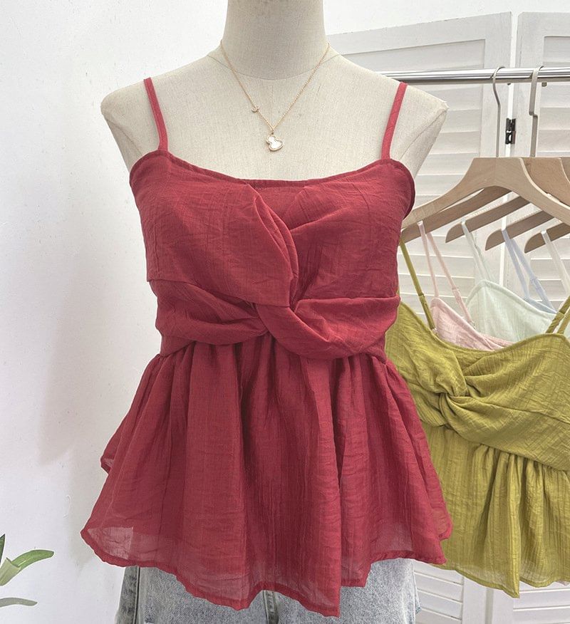 Twisted Flowy Scoop Neck Spaghetti Strap Camisole