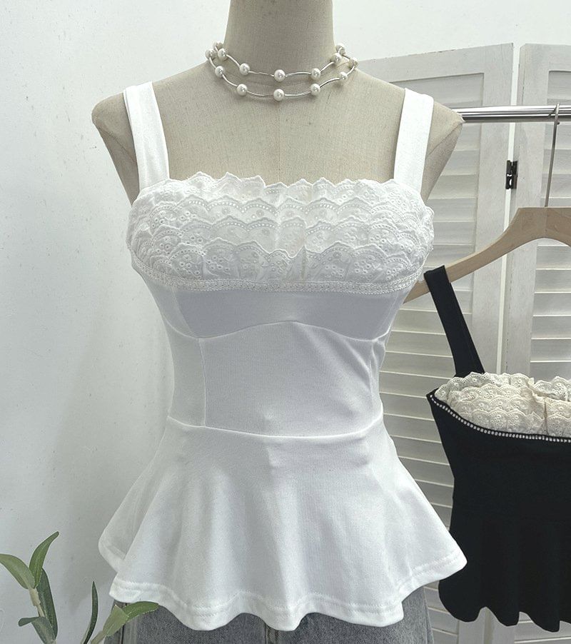 Flowy Lace-Trimmed Spaghetti Strap Camisole