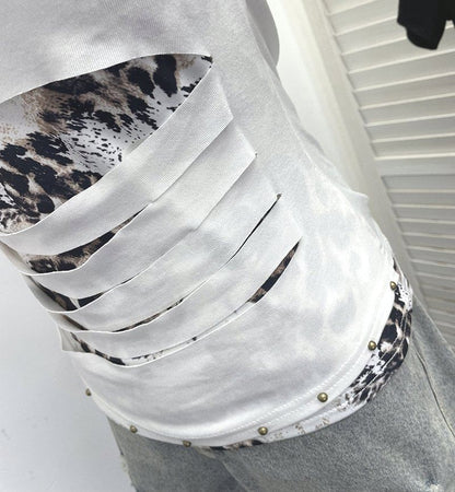 Cutout Cold-Shoulder Short-Sleeve Mock Layer Tee