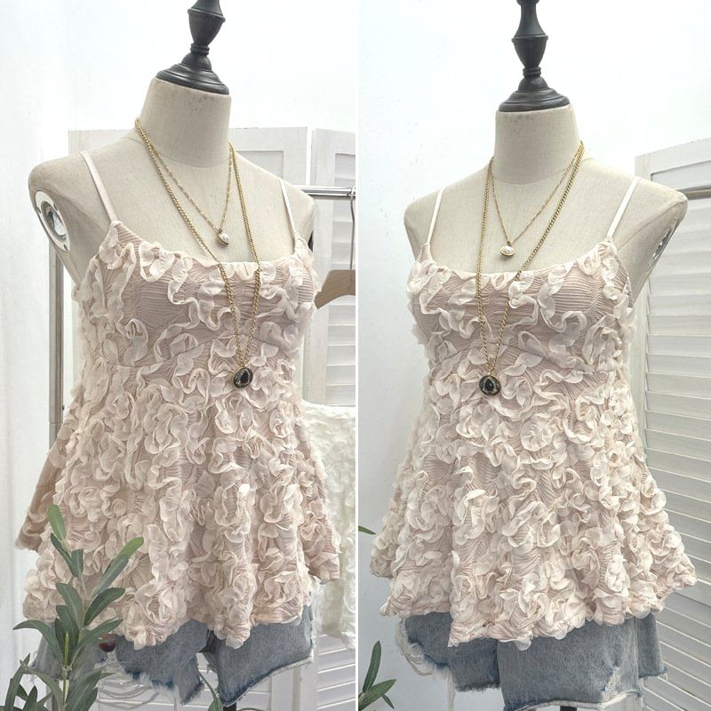 Ruffled Scoop Neck Spaghetti Strap Camisole