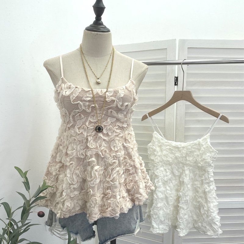 Ruffled Scoop Neck Spaghetti Strap Camisole