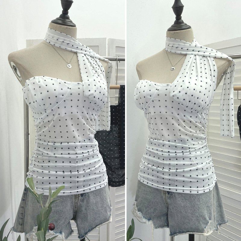 Polka Dot Strapless Tube Top