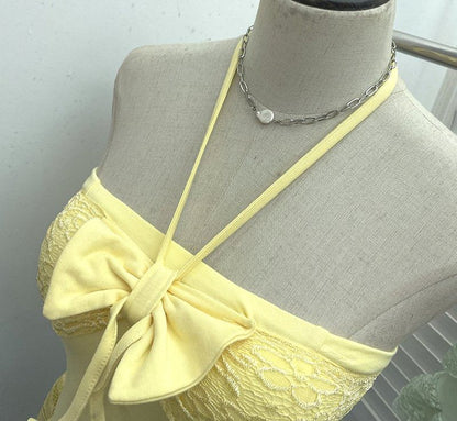 Lace-Trim Crop Halter Neck Camisole