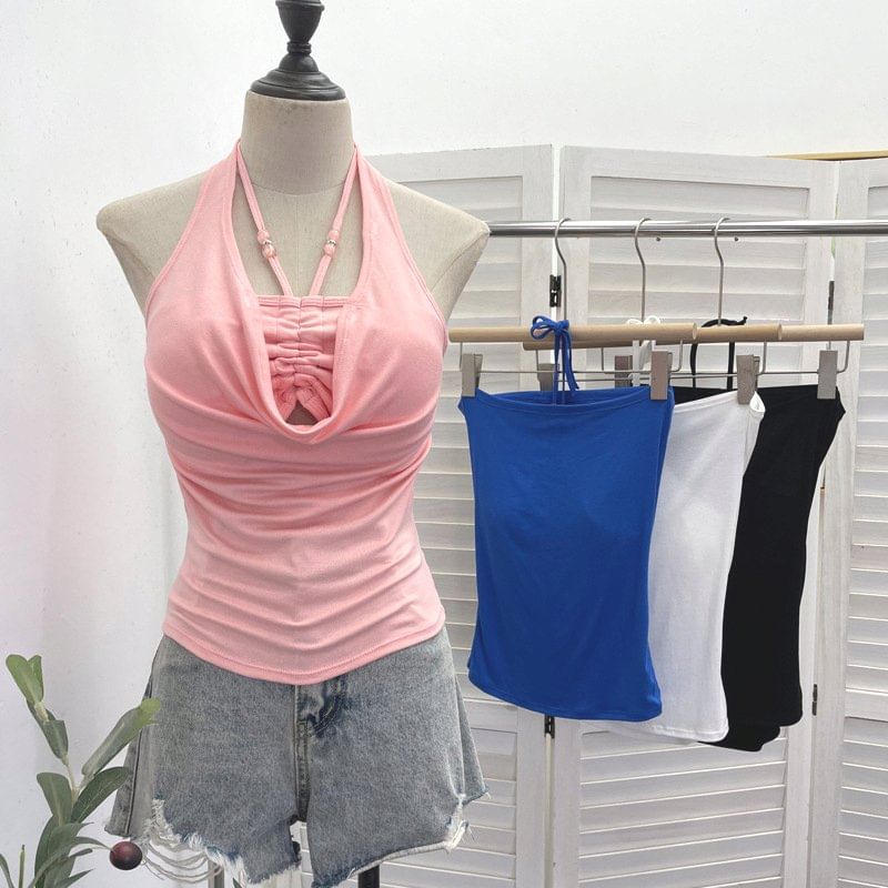 Cutout Halter Neck Camisole Top