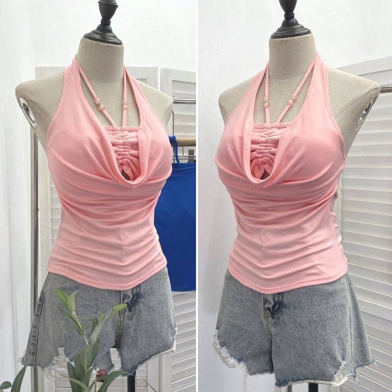 Cutout Halter Neck Camisole Top