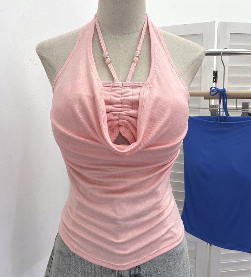 Cutout Halter Neck Camisole Top
