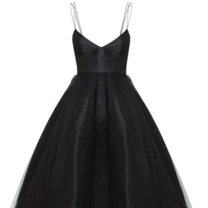 Spaghetti Strap V-Neck Plain A-Line Evening Gown