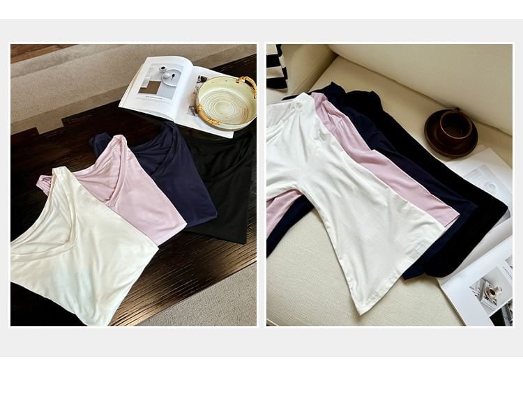 V-Neck Three-Quarter Sleeve Basic Tee