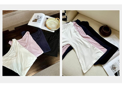 V-Neck Three-Quarter Sleeve Basic Tee
