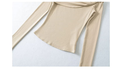 Off-Shoulder Twisted Detail Long-Sleeve Tee